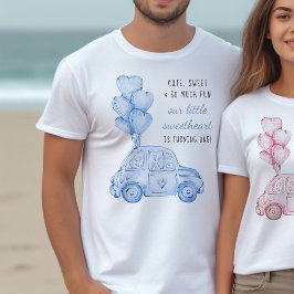 Eerste Verjaardag Valentijn Blauwe Ballonnen en Au T-shirt