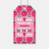 Eerste verjaardag van aardbei vieren cadeaulabel (Voorkant)