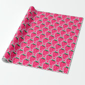Eerste verjaardag van aardbei vieren cadeaupapier (Uitgerold)