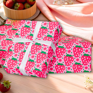 Eerste verjaardag van aardbei vieren cadeaupapier