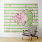 Eerste verjaardag van Baby Girl, Tapestry, Roze/Bl Wandkleed (In Situ (horizontaal))