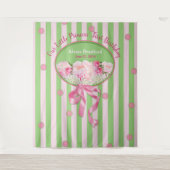 Eerste verjaardag van Baby Girl, Tapestry, Roze/Bl Wandkleed (Voorkant)