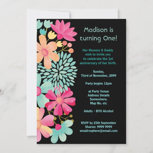 Eerste verjaardag van baby nummer 1 Aangepaste uit Kaart (Achterkant)