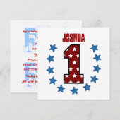 Eerste verjaardag van Baby Red White Blue Stars V0 Kaart (Voorkant / Achterkant)