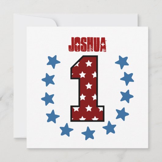 Eerste verjaardag van Baby Red White Blue Stars V0 Kaart (Voorkant)