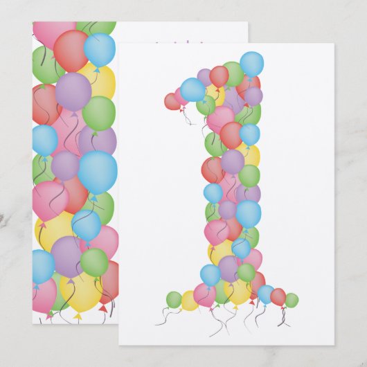 Eerste verjaardag van baby's ballonnen Aangepast u Kaart (Voorkant / Achterkant)