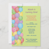 Eerste verjaardag van baby's ballonnen Aangepast u Kaart (Achterkant)