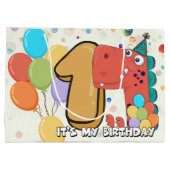 Eerste verjaardag van baby's Dinosaur op maat Groot Cadeauzakje (Achterkant)