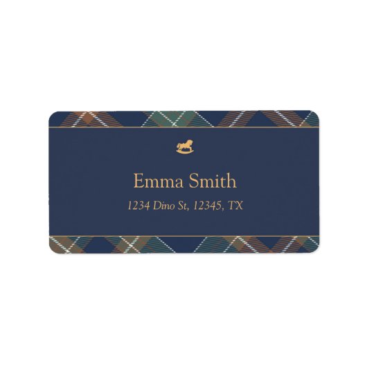 Eerste verjaardag van Beary Navy Plaid Teddybeer a Etiket (Voorkant)