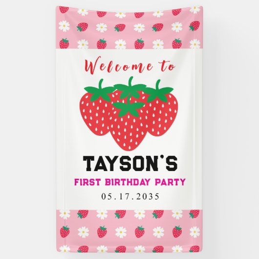 Eerste verjaardag van Berry 1e verjaardag Spandoek (Verticaal)