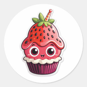 Eerste verjaardag van Berry – Aardbei Zoete Vierin Ronde Sticker