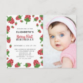 Eerste verjaardag van Berry Cute Strawberry Foto U Briefkaart (Voorkant)