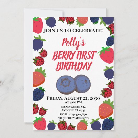 Eerste verjaardag van Berry Kaart (Voorkant)