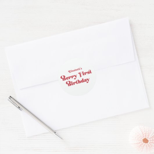 Eerste verjaardag van Berry Ronde Sticker (Envelop)