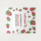 Eerste verjaardag van besje Cute Aardbei Achtergro Wandkleed (Voorkant (horizontaal))