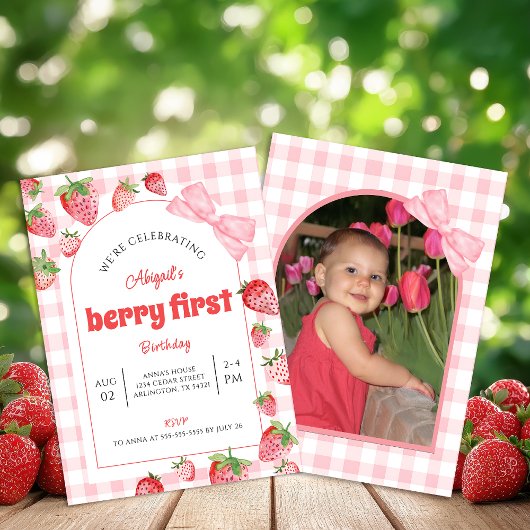 Eerste verjaardag van Bessie met roze strik en ger Kaart