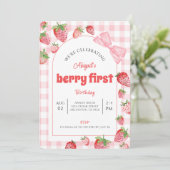 Eerste verjaardag van Bessie met roze strik en ger Kaart (Staand voorkant)