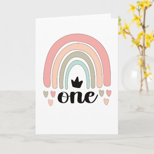 Eerste verjaardag van Boho Rainbow Party Kinder 1  Kaart (Gele Bloem)