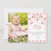 Eerste verjaardag van Cherry Bedankkaart (Voorkant)