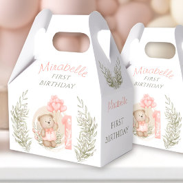 Eerste verjaardag van Cute Teddy Bear Heart Balloo Bedankdoosjes