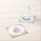 Eerste verjaardag van Cute Teddy Bear Heart Balloo Kartonnen Onderzetters (Insitu)