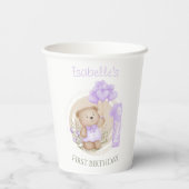 Eerste verjaardag van Cute Teddy Bear Heart Balloo Papieren Bekers (Achterkant)