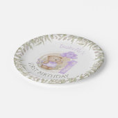 Eerste verjaardag van Cute Teddy Bear Heart Balloo Papieren Bordje (Gekanteld)