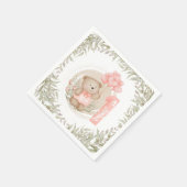 Eerste verjaardag van Cute Teddy Bear Heart Balloo Servet (Hoek)