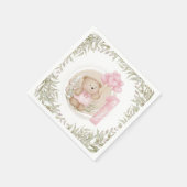 Eerste verjaardag van Cute Teddy Bear Heart Balloo Servet (Hoek)