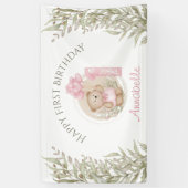 Eerste verjaardag van Cute Teddy Bear Heart Balloo Spandoek (Verticaal)