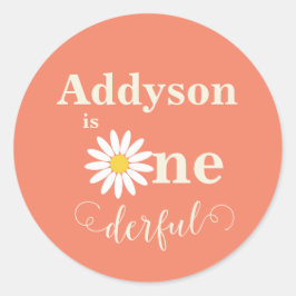 Eerste verjaardag van de baby Madeliefje Ronde Sticker