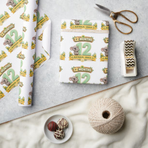 Eerste verjaardag van de baby na 12 maanden cadeaupapier