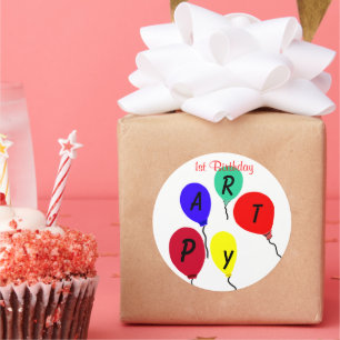 Eerste verjaardag van de ballonnen ronde sticker