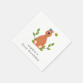 Eerste verjaardag van de Beer Cute Bee Servet (Hoek)