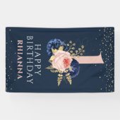 Eerste verjaardag van de betogende marine en roze spandoek (Horizontaal)