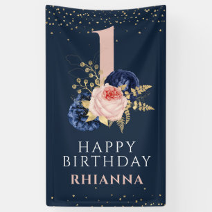 Eerste verjaardag van de betogende marine en roze  spandoek