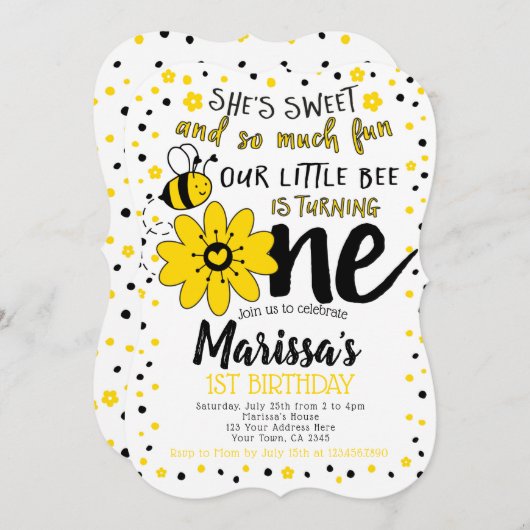 Eerste verjaardag van de bij kaart (Voorkant / Achterkant)