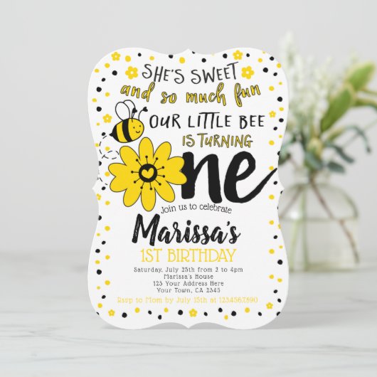 Eerste verjaardag van de bij kaart (Staand voorkant)