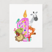 eerste verjaardag van de dierentuin briefkaart (Voorkant)
