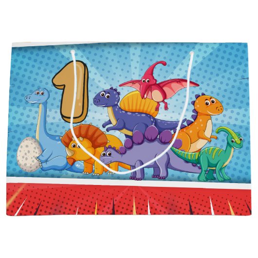 Eerste verjaardag van de Dinosaur-partij Groot Cadeauzakje (Voorkant)