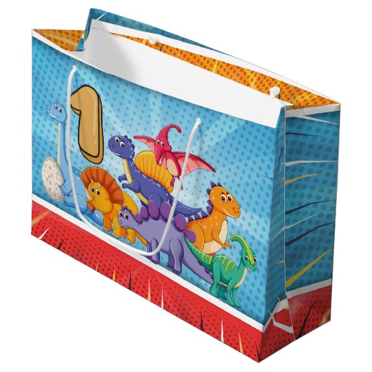 Eerste verjaardag van de Dinosaur-partij Groot Cadeauzakje (Voorkant Gekanteld)