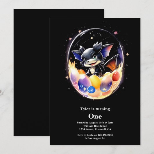 Eerste verjaardag van de draak kaart (Voorkant / Achterkant)