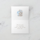 Eerste verjaardag van de elephant in blauw bedankkaart (Binnen)