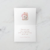 Eerste verjaardag van de elephant in roze bedankkaart (Binnen)