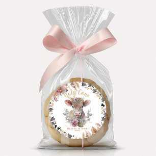 Eerste verjaardag van de Florale Heilige Koe Ronde Sticker