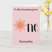 Eerste verjaardag van de geboorte van één kleindoc kaart (Gele Bloem)