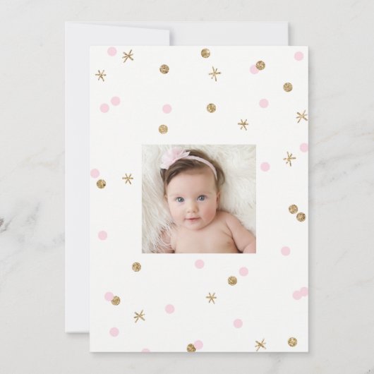 Eerste verjaardag van de gouden en Roze winter One Kaart (Achterkant)