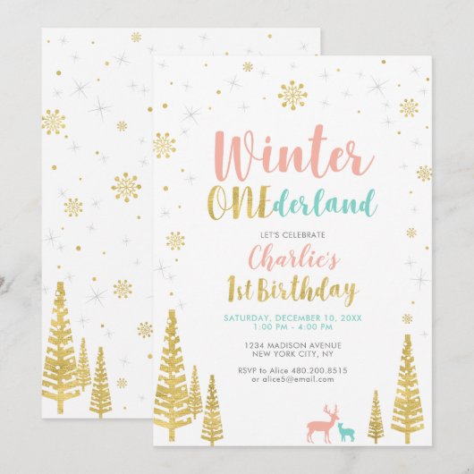 Eerste verjaardag van de gouden en zilverwinter kaart (Voorkant / Achterkant)