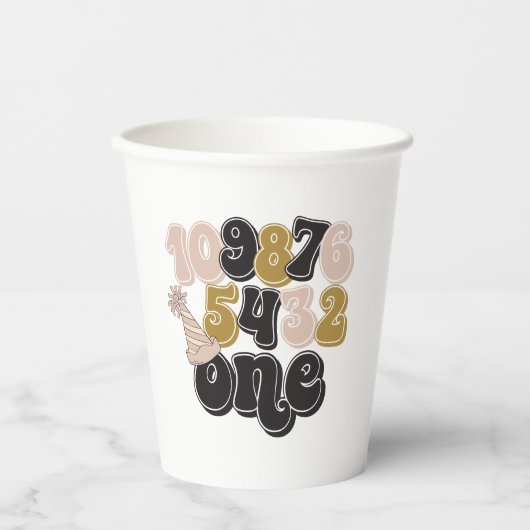 Eerste verjaardag van de jaarwisseling papieren bekers (Voorkant)