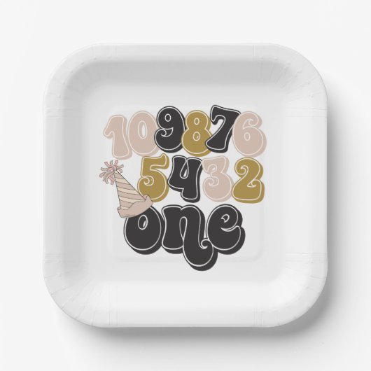 Eerste verjaardag van de jaarwisseling papieren bordje (Voorkant)